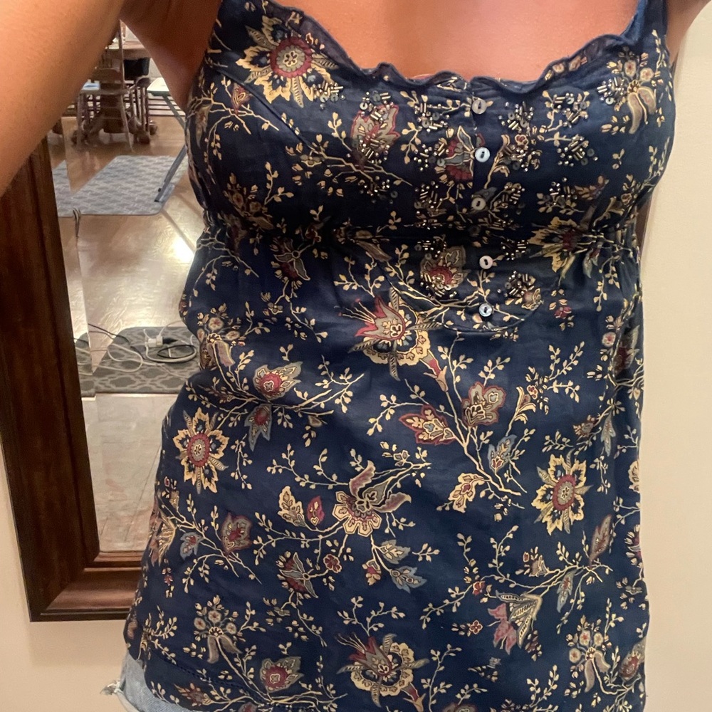 A&F tank floral with beaded accents